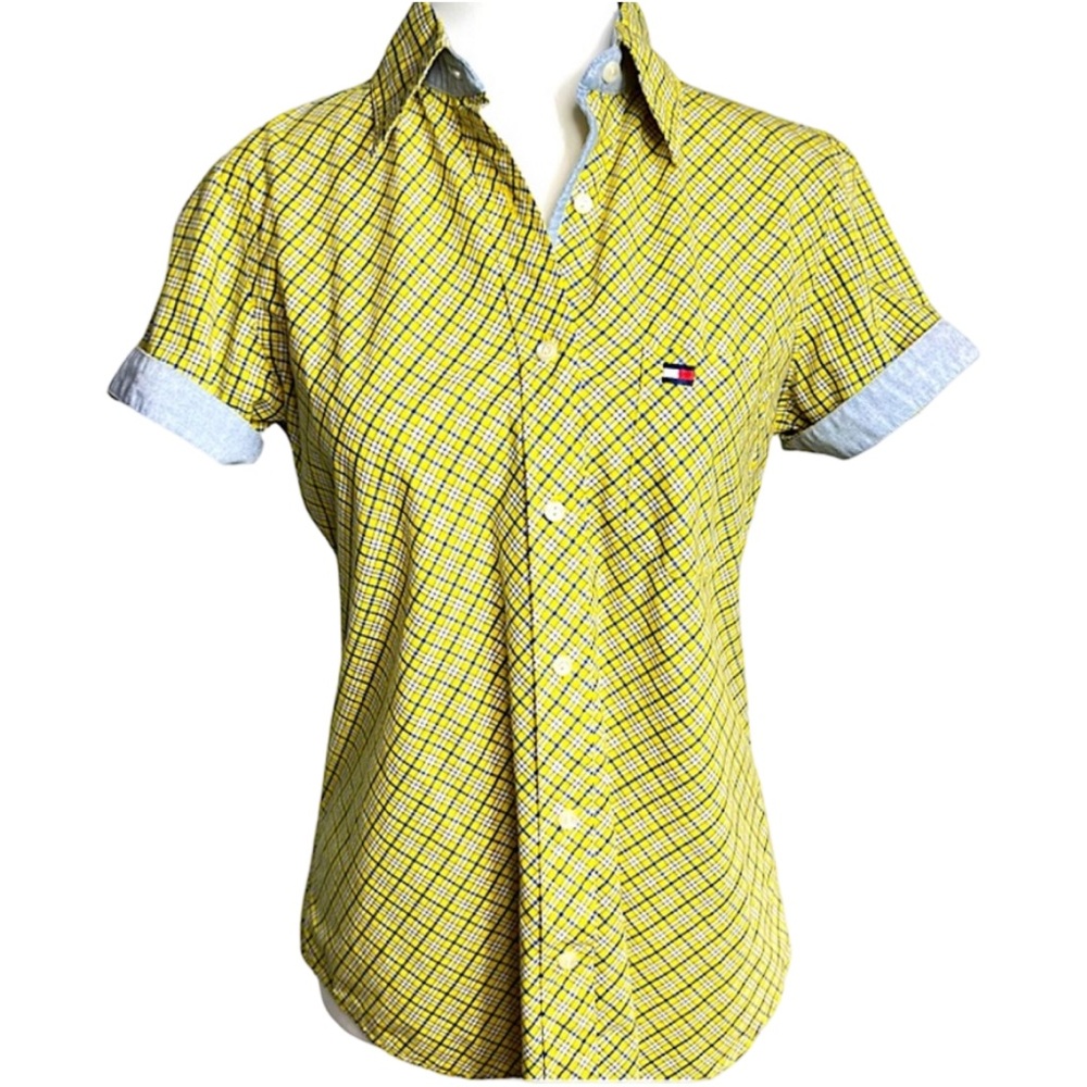 Tommy Hilfiger Women’s Short Sleeve Shirt Sz 6 Preppy Normcore Sporty Everyday